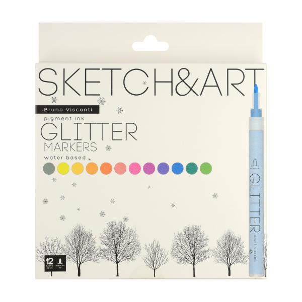 Набор маркеров ГЛИТТЕРНЫХ "SKETCH&ART" 12 ЦВ.
