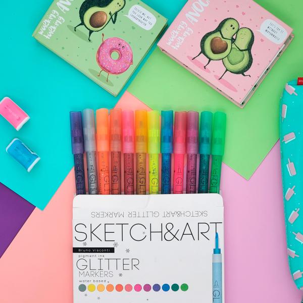 Набор маркеров ГЛИТТЕРНЫХ "SKETCH&ART" 12 ЦВ.