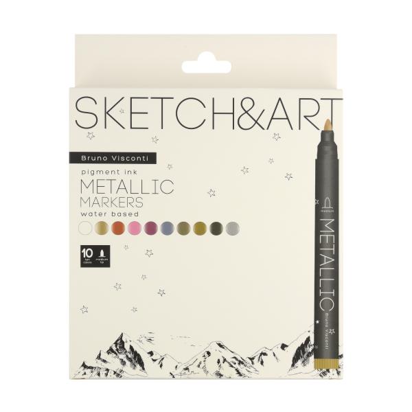 Набор маркеров МЕТАЛЛИК "SKETCH&ART" 10 ЦВ.