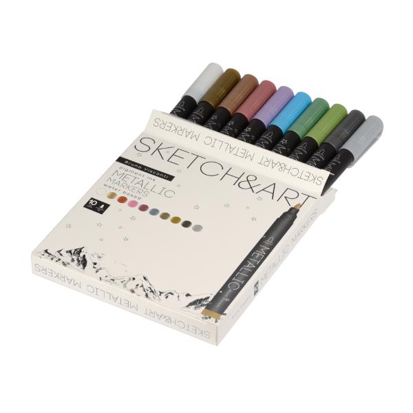 Набор маркеров МЕТАЛЛИК "SKETCH&ART" 10 ЦВ.
