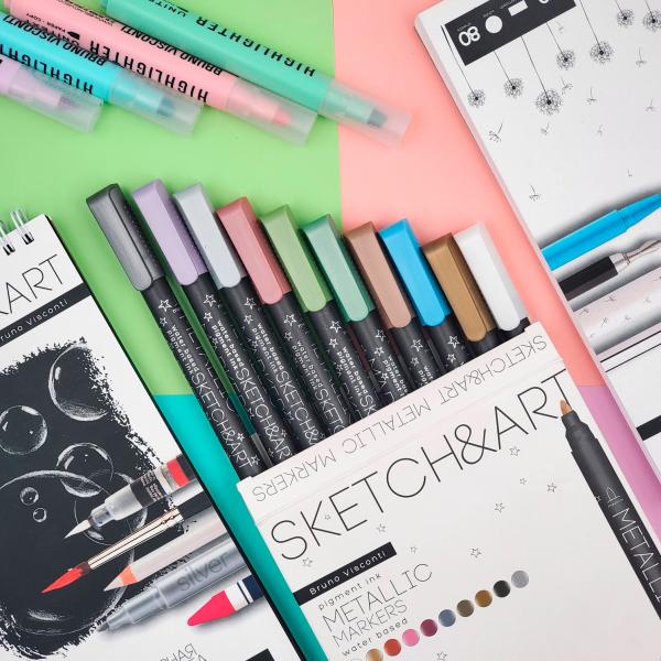 Набор маркеров МЕТАЛЛИК "SKETCH&ART" 10 ЦВ.