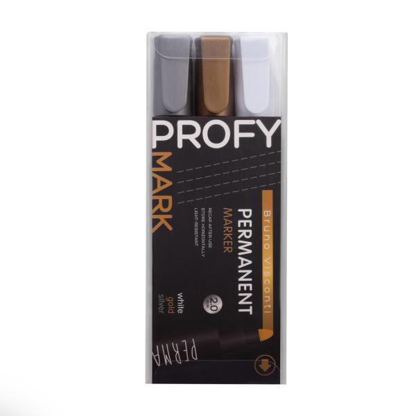 Набор маркеров перм. 3 шт. "PROFYMARK", БЕЛЫЙ/ЗОЛОТОЙ/СЕРЕБРЯНЫЙ