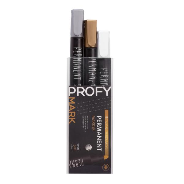 Набор маркеров перм. 3 шт. "PROFYMARK", БЕЛЫЙ/ЗОЛОТОЙ/СЕРЕБРЯНЫЙ