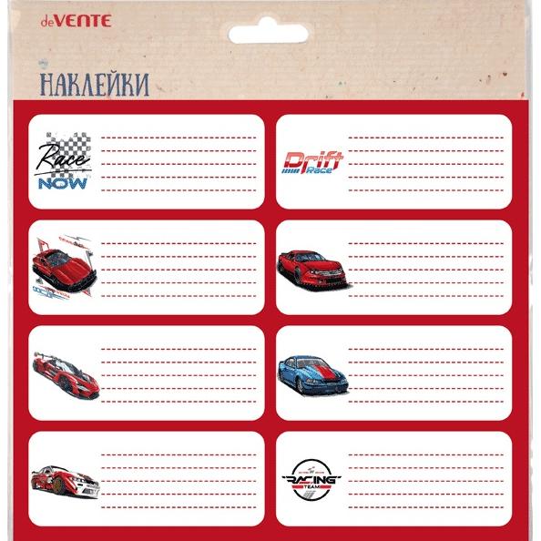Набор наклеек для тетрадей "deVENTE. Racing" 40x96 мм, 8 шт, в пластиковом пакете с блистерным подве