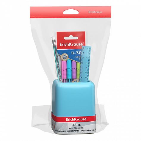 Набор настольный ErichKrause® Forte, Pastel, голубой с желтой вставкой
