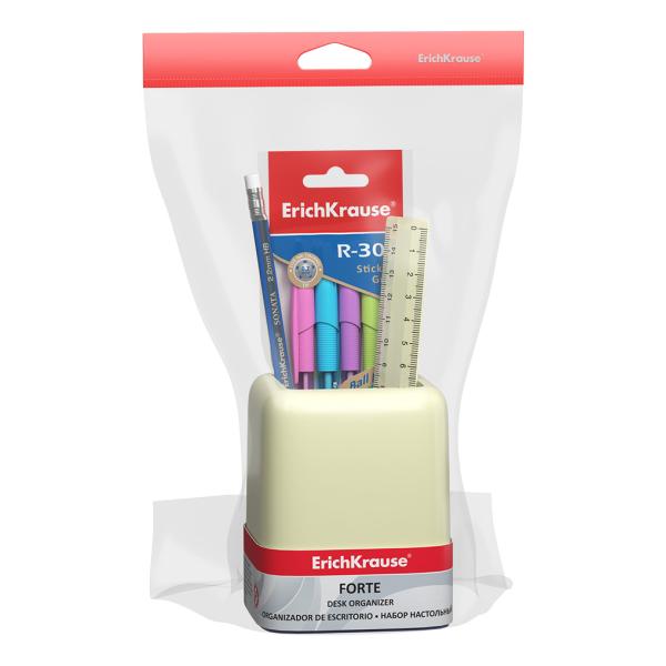 Набор настольный ErichKrause® Forte, Pastel, желтый с фиолетовой вставкой
