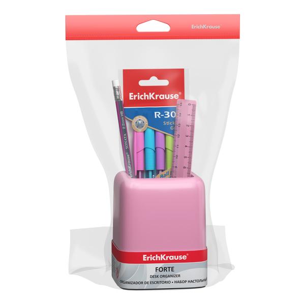 Набор настольный ErichKrause® Forte, Pastel, розовый с серой вставкой