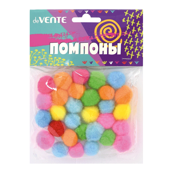 Набор помпонов для творчества "deVENTE" 20 мм, 30 шт, в пластиковом пакете с блистерным подвесом, цв