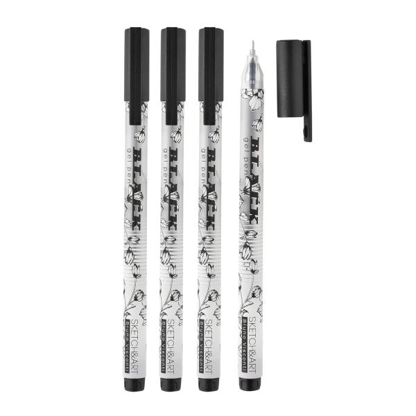 Набор ручек гелевых "Sketch&Art "Uni Write.BLACK", 0.38 мм, 0.5 мм, 0.8 мм, 1.0 мм