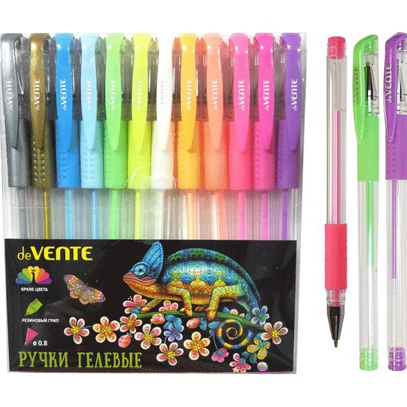 Набор ручек гелевых 12 шт. "deVENTE. Moonlight" пастель с эффек. Highlighter, для рис. на черной бум