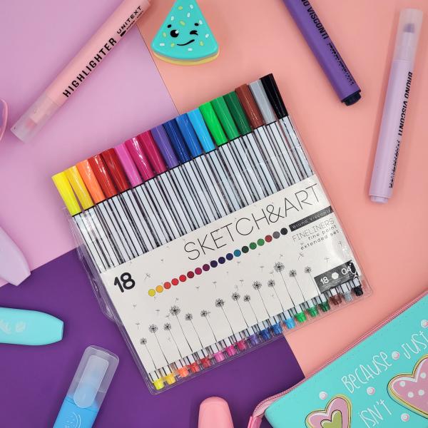 Набор скетч-линеров "SKETCH&ART" 0,4 мм 18 цв. В ПВХ КАРМАНЕ 
