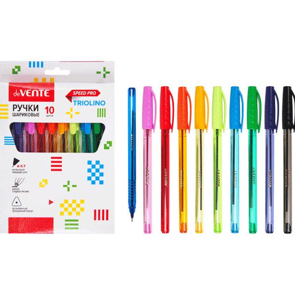 Набор ручек шарик. 10 шт. "deVENTE. Triolino Translucent" серия Speed Pro, d=0,7 мм