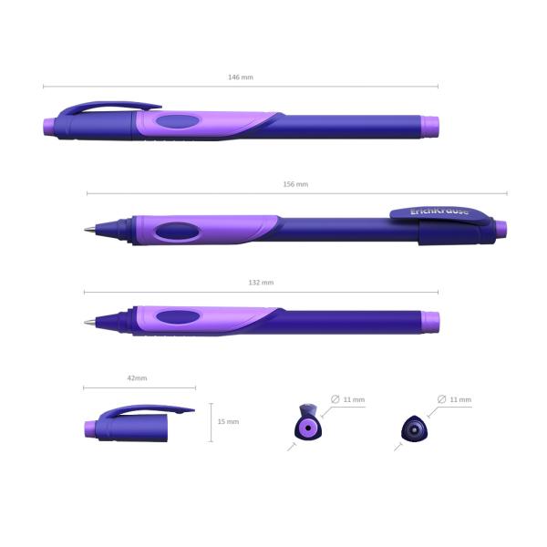 Набор ручек шарик. 2 шт. ErichKrause ErgoLine® Kids Stick&Grip Neon 0.7, Super Glide Technology, син