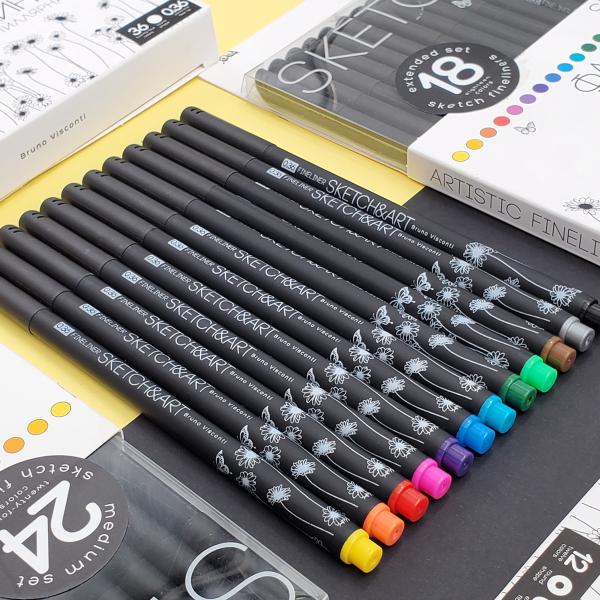 Набор скетч линеров "SKETCH&ART. BLACK EDITION"  0.36 ММ, 12 ЦВ.