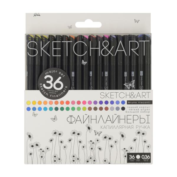 Набор скетч линеров "SKETCH&ART. BLACK EDITION"  0.36 ММ, 36 ЦВ.