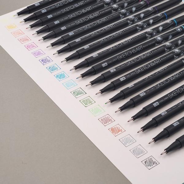 Набор скетч линеров "SKETCH&ART. BLACK EDITION" 0.36 ММ, 18 ЦВ.