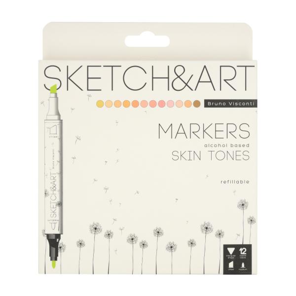 Набор скетч маркеров 12 цв. 2-х ст. "SKETCH&ART"  ПОРТРЕТ