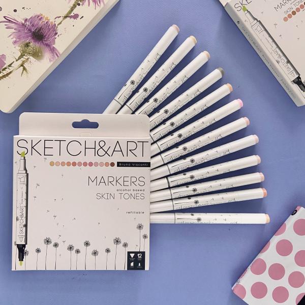 Набор скетч маркеров 12 цв. 2-х ст. "SKETCH&ART"  ПОРТРЕТ