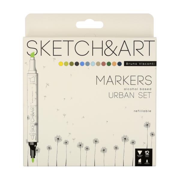 Набор скетч маркеров 12 цв. 2-х ст. "SKETCH&ART" АРХИТЕКТУРА