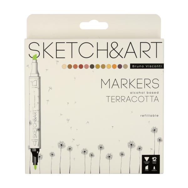 Набор скетч маркеров 12 цв. 2-х ст. "SKETCH&ART" ТЕРРАКОТА