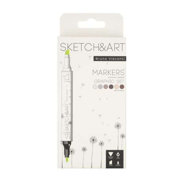 Набор скетч маркеров 6 цв. 2-х ст. "SKETCH&ART. ГРАФИКА"