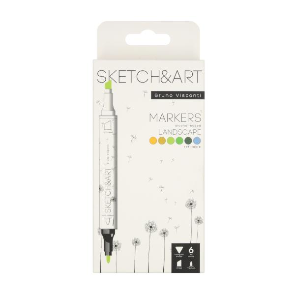 Набор скетч маркеров 6 цв. 2-х ст. "SKETCH&ART. ЛЕСНОЙ ПЕЙЗАЖ"