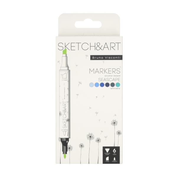 Набор скетч маркеров 6 цв. 2-х ст. "SKETCH&ART. МОРСКОЙ ПЕЙЗАЖ"