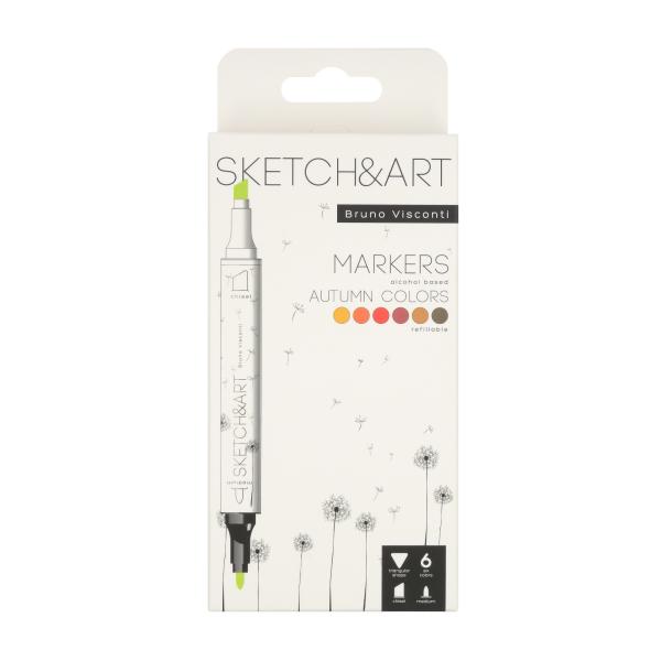 Набор скетч маркеров 6 цв. 2-х ст. "SKETCH&ART. ОСЕННИЙ ПЕЙЗАЖ"
