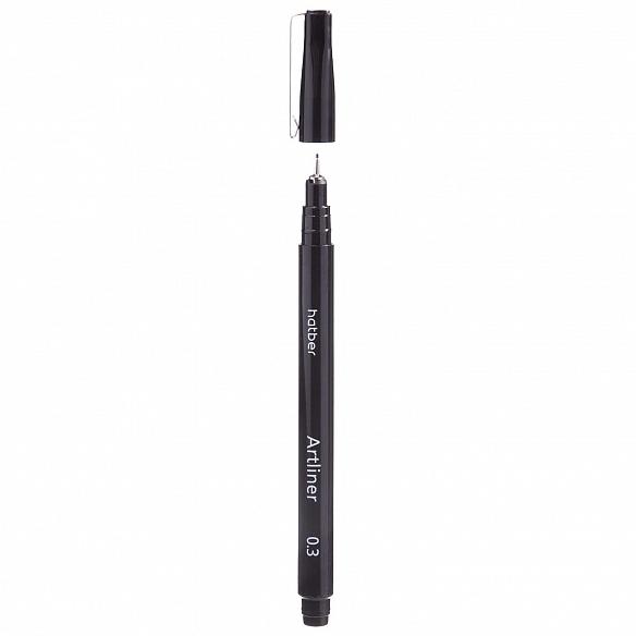 Набор линеров черных Hatber Noir/Нуар -Terra Colora- 01./0.3/0.5/0.7mm/Brush 5шт в прозрачном ПВХ-б