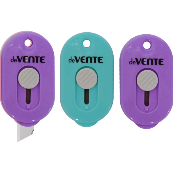 Нож канцелярский 9 мм "deVENTE. Pastel" 6,3 см, пластиковое направляющее, в пластиковой тубе, ассорт