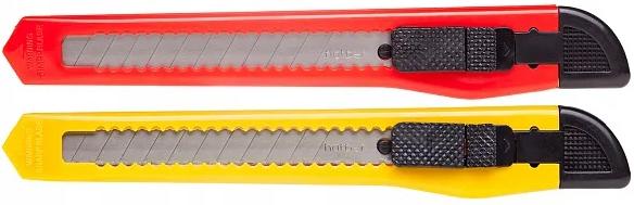 Нож канцелярский 9 мм Hatber X-BLADE PUSH-LOCK в пакете с европодвесом