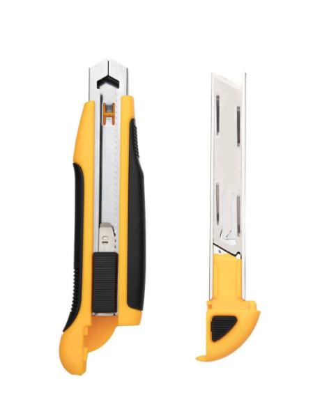 Нож канцелярский Deli фиксатор усиленный сталь ассорти