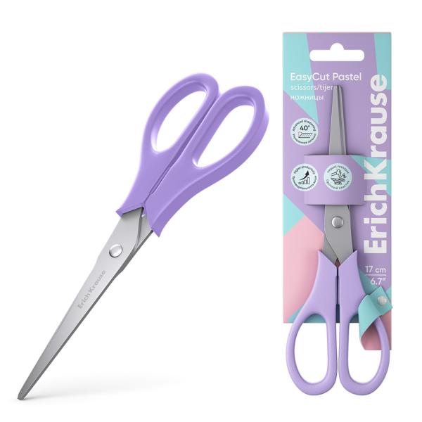 Ножницы 170 мм ErichKrause EasyCut Pastel, ассорти  (в блистере по 1 шт)