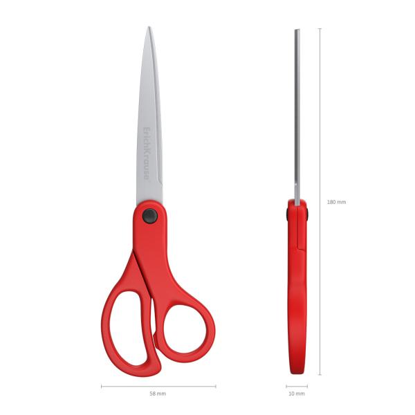 Ножницы 180 мм ErichKrause® Unity Asymmetric, красный