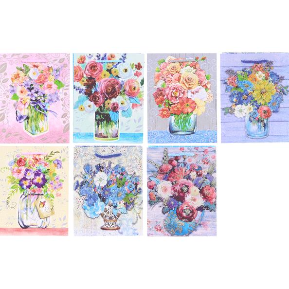 Пакет подарочный бум. "deVENTE. Bouquet" вертикальный, 26x32x10 см, с блестками, асс.