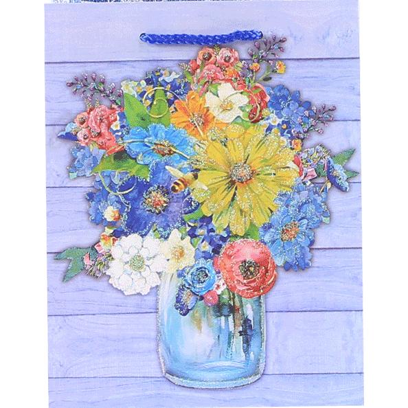 Пакет подарочный бум. "deVENTE. Bouquet" вертикальный, 26x32x10 см, с блестками, асс.