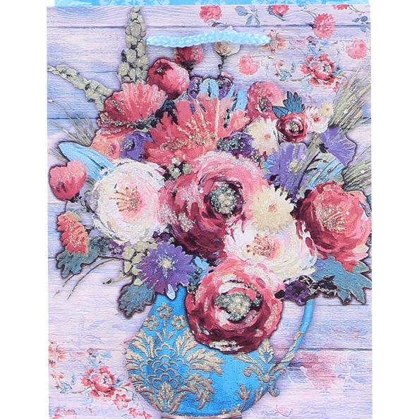 Пакет подарочный бум. "deVENTE. Bouquet" вертикальный, 26x32x10 см, с блестками, асс.