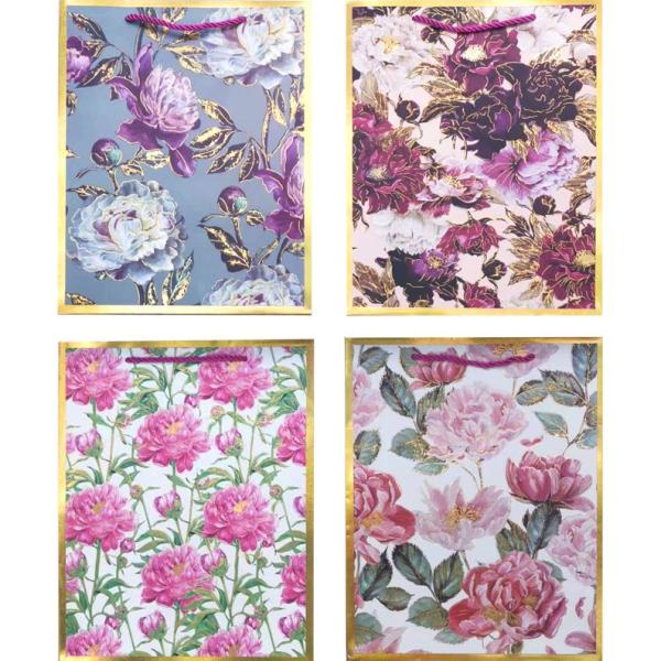 Пакет подарочный бум. "deVENTE. Flower border" Вертикальный, 18x23x8 см, тиснение фольгой, бумага 21