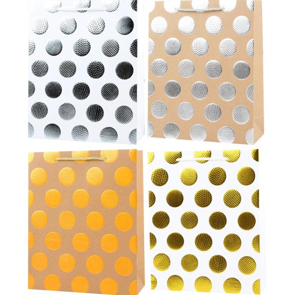 Пакет подарочный бум. "deVENTE. Polka dots" вертикальный, 18x23x8 см, с конгревом и фольгированием