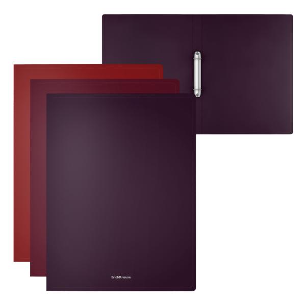 Папка 2 кольца 24 мм ErichKrause® Matt Blackberry Marsala, A4, ассорти (в пакете по 3 шт.)
