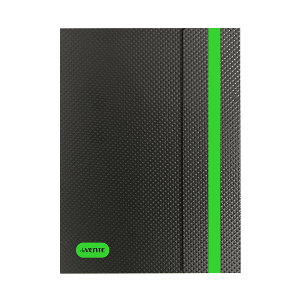 Папка 20ф А4 "deVENTE. Monochrome" 500 мкм, черная с неновым зеленым