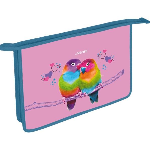Папка для тетрадей А4 "deVENTE. Lovebirds" с расширением 5 см, на молнии сверху, картон с покрытием 