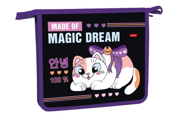 Папка для тетрадей А5 Hatber 1 отд. на молнии "Кот-мечтатель" в индив.упак.