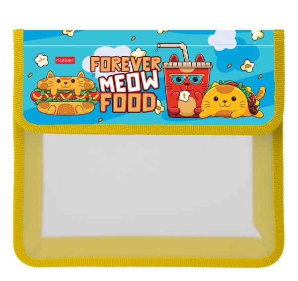 Папка для тетрадей А5 на липучке Hatber 2 отд. "Cats-Fast food-  в индив.упак.