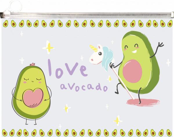 Папка на молнии А4 с расширением "deVENTE. Avocado" 180 мкм, матовая полупрозрачная с рисунком