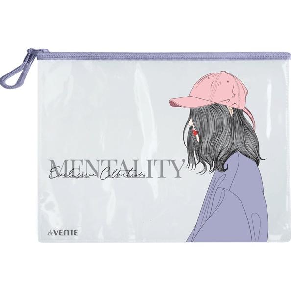 Папка на молнии А5 "deVENTE. Mentality" прозрачный ПВХ 280 мкм с дизайном, текстильная молния