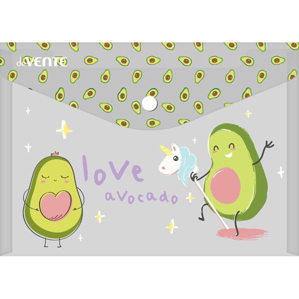 Папка-конверт на кн. А4 "deVENTE. Avocado" 180 мкм, матовая полупрозрачная с рисунком, с волокнистой