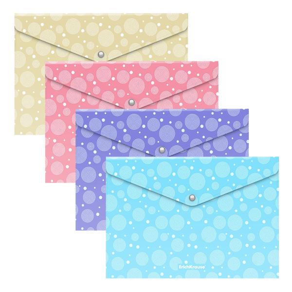 Папка-конверт на кн. В5 ErichKrause® Pastel Dots, полупрозрачная, ассорти