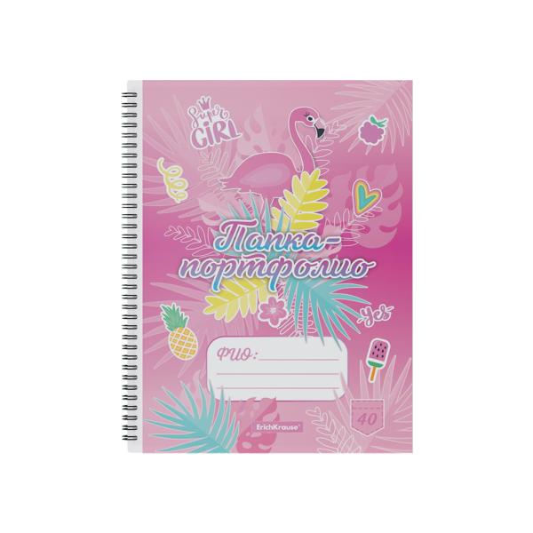Папка-портфолио пластиковая ErichKrause® Rose Flamingo, c 40 карманами, A4