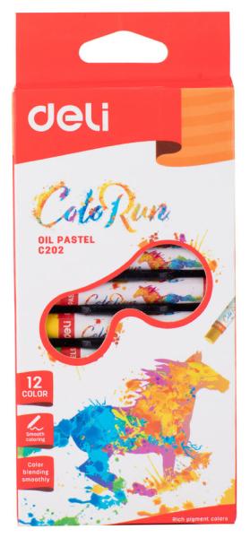 Пастель масляная 12 цв. Deli ColoRun картон.кор./европод.